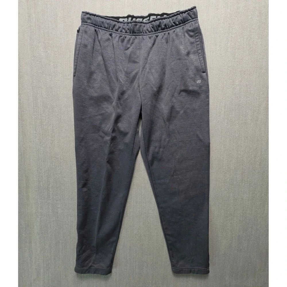 Russell Athletic Joggers Men Large Gray Heathered Tapered Sweatpants